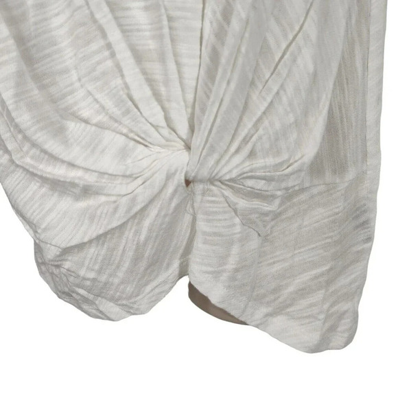 Metric Knit Top T-Shirt Women Size M Knotted Front Heather White Short Sleeve - Picture 2 of 6